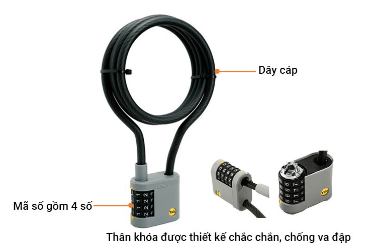 66x57x32mm bicycle lock, 160mm long cable Yale YCCL2/10/160/1