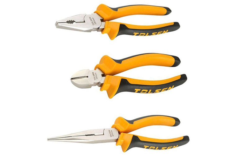 Set of 3 sharp-toothed cutting pliers 180/160/160mm coated with Nicke Tolsen 10400