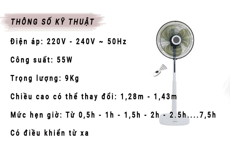 Quạt đứng điều khiển từ xa LiOA Q- 409KOWH