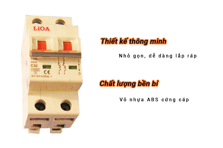 Aptomat loại 2 cực dòng điện 75A LiOA MCB2075/10