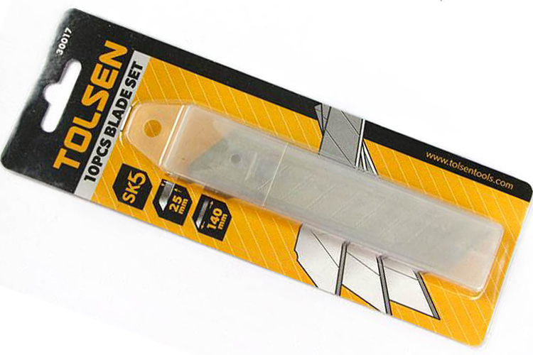 Hộp 10 lưỡi dao thép SK5 25x140mm Tolsen 30017