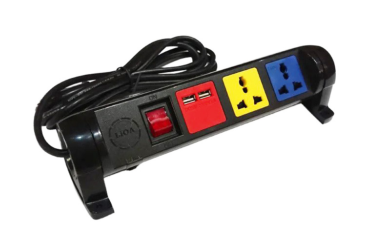Ổ cắm điện đa năng xoay có cổng sạc USB 5V-1A 3 ổ cắm dây 3m 2200W - 3300W LiOA 3D32N2XUSB