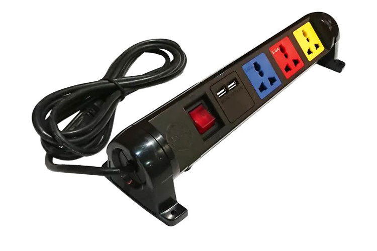 Ổ cắm điện đa năng xoay có cổng sạc USB 5V-1A 4 ổ cắm dây 3m 2200W - 3300W LiOA 4D32N2XUSB