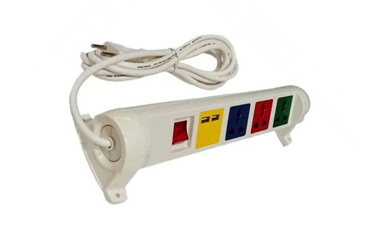 Ổ cắm điện đa năng xoay có cổng sạc USB 5V-1A 4 ổ cắm dây 3m trắng 2200W - 3300W LiOA 4D32WN2XUSB