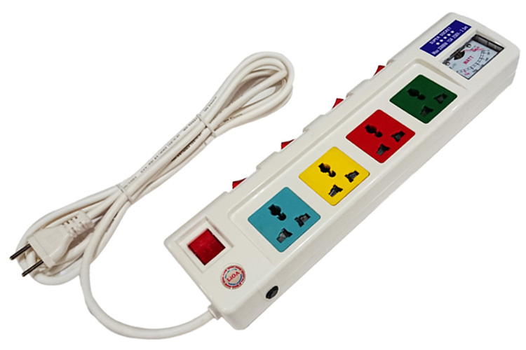 Ổ cắm điện 4 ổ cắm dây 2.5m 3 lõi có đồng hồ báo điện áp 3300w LiOA 4OFSSV2.5-3