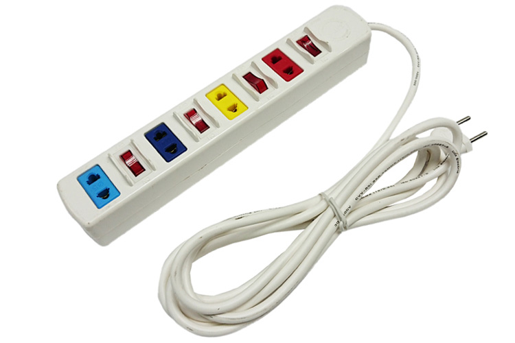Ổ cắm điện 4 ổ cắm 4 công tắc dây 3m trắng 2200w/250v LiOA 4SOF3W