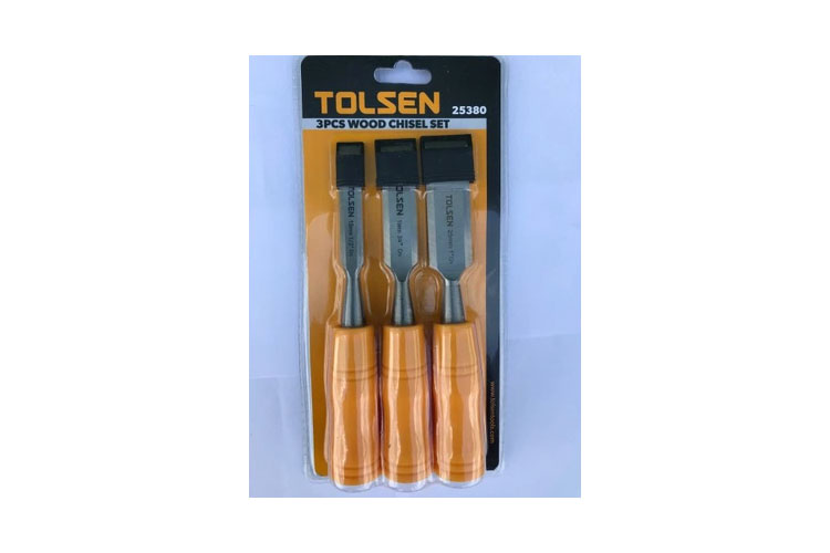 Set of 3 wood-handled chisels 13,19,25mm Tolsen 25380
