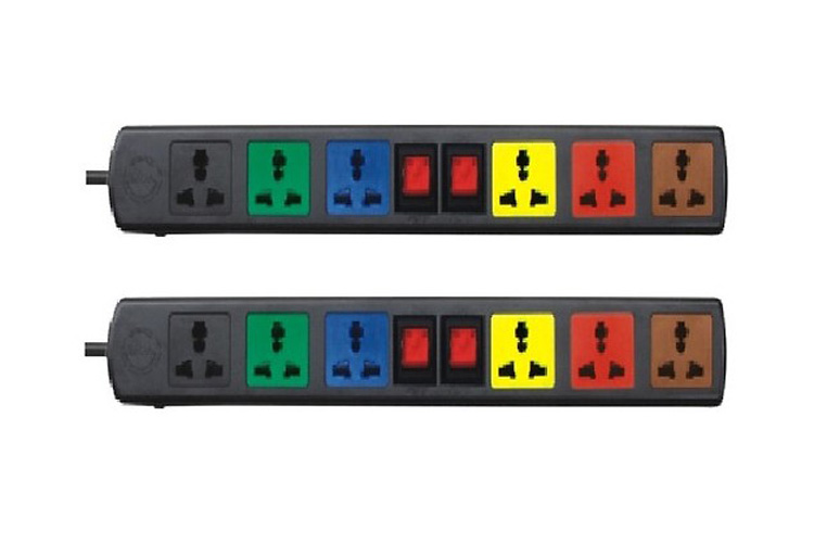 Ổ cắm điện đa năng công tắc 2 cực 6 ổ cắm dây 5m 2200W - 3300W LiOA 6DN2.52N