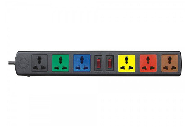 Ổ cắm điện đa năng công tắc 2 cực 6 ổ cắm dây 3m 2200W - 3300W LiOA 6DN2.32N