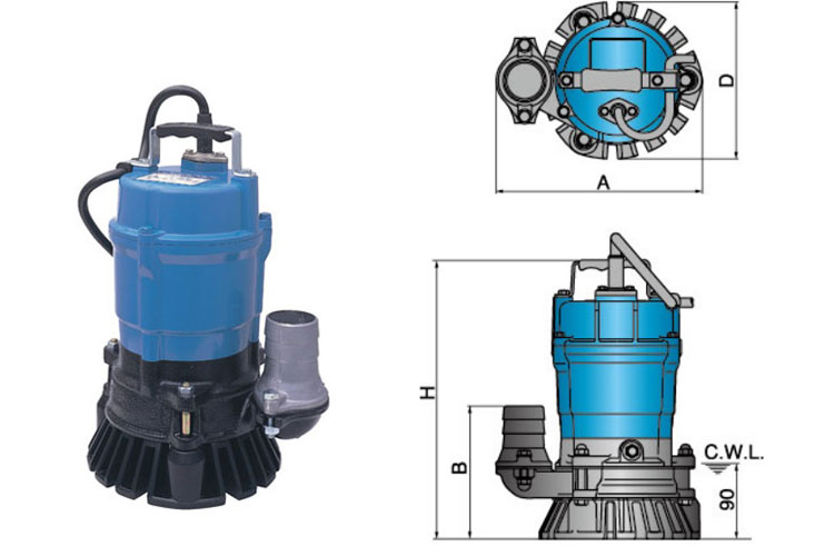 Máy bơm chìm ly tâm 0.75kW Tsurumi HS2.75S