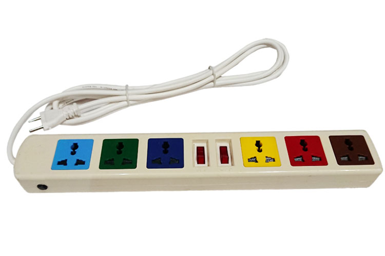 Ổ cắm điện đa năng 6 ổ cắm 2 công tắc dây 5m 2200W - 3300W LiOA 6D52WN