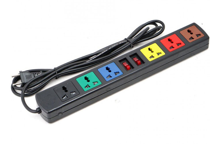 Ổ cắm điện đa năng 6 ổ cắm 2 công tắc dây 5m 2200W - 3300W LiOA 6D52N
