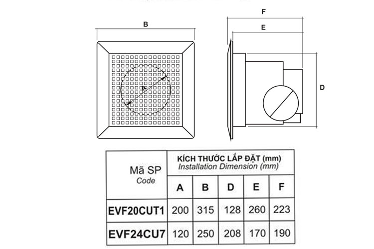 Ceiling-mounted exhaust fan Min 18 Max 22 LiOA EVF24CU7