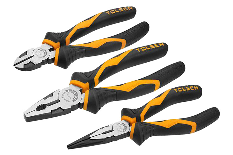 Set of 3 industrial sharp-toothed cutting pliers 180/160/160mm CRV steel Tolsen 10410