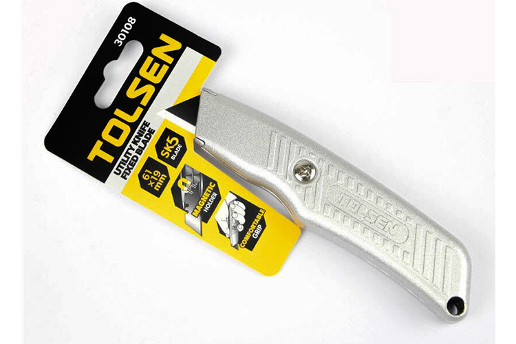 Dao rọc giấy lưỡi liền cố định cán nhôm 61x19mm Tolsen 30108