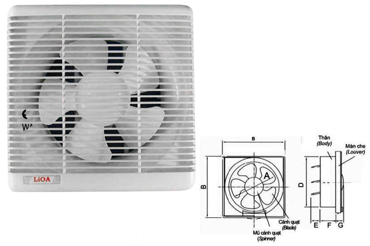 Wall mounted exhaust fan Min 30W max 36W LiOA EVF30B2
