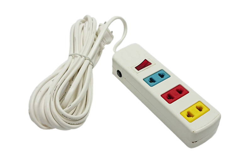 Ổ cắm điện 3 ổ cắm 1 công tắc dây 5m trắng 1000w/250v LiOA 3S5W