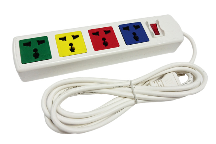 Ổ cắm điện kéo dài đa năng 4 ổ cắm 1 công tắc dây 5m trắng 2200W - 3300W LiOA 4D52WN