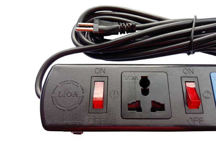 Ổ cắm điện đa năng 4 ổ cắm 4 công tắc dây 3m 2200W - 3300W LiOA 4DOF32N