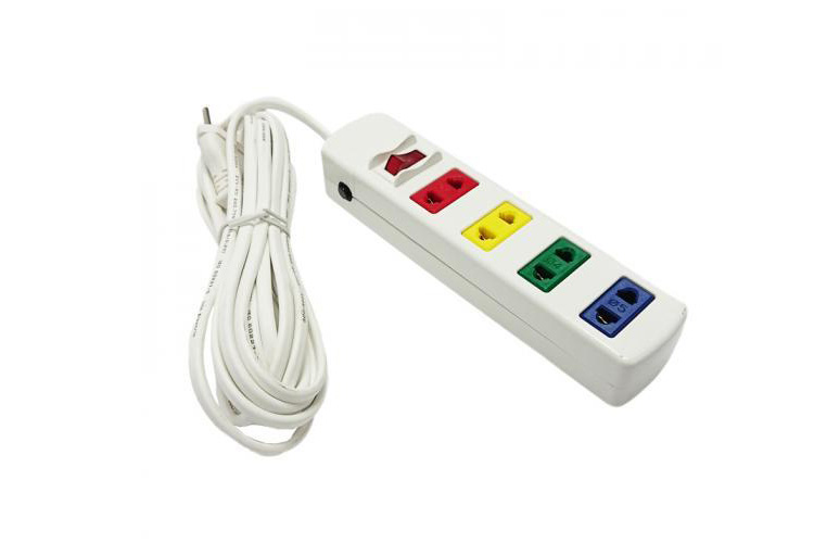 Ổ cắm điện 4 ổ cắm 1 công tắc dây 5m trắng 1000w/250v LiOA 4S5W