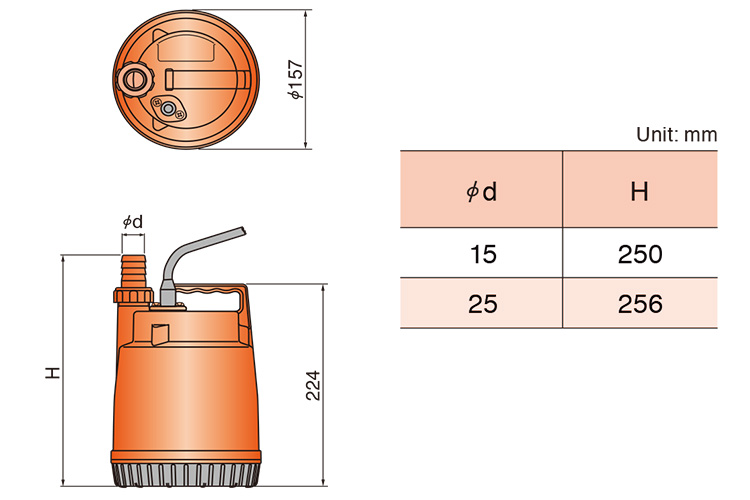 Máy bơm chìm ly tâm 0.1kW Tsurumi FAMILY-12