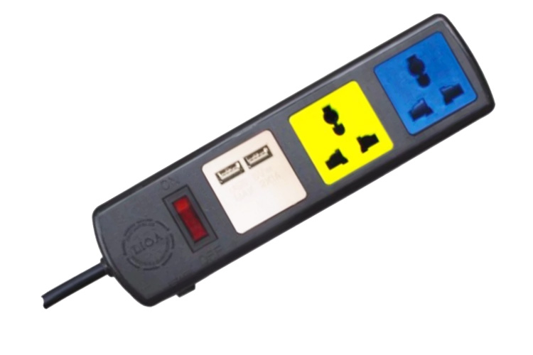 Ổ cắm điện đa năng có cổng sạc USB 5V-1A 3 ổ cắm dây 3m 2200W - 3300W LiOA 3D32NUSB