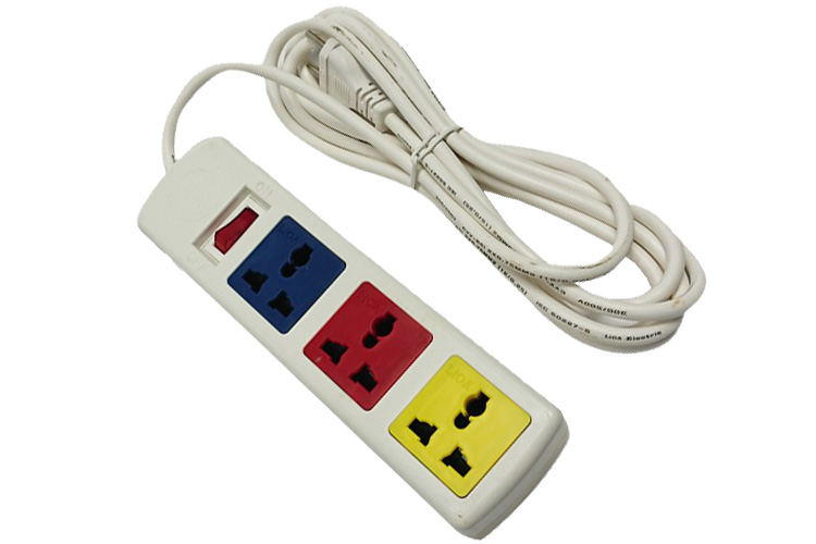 Ổ cắm điện đa năng 3 ổ cắm 1 công tắc dây 5m trắng 2200W - 3300W LiOA 3D52WN