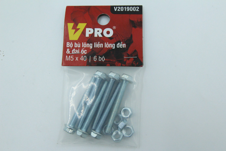 Bộ cái bù lông liền lông đền và đai ốc M5x40 VPRO V2019002