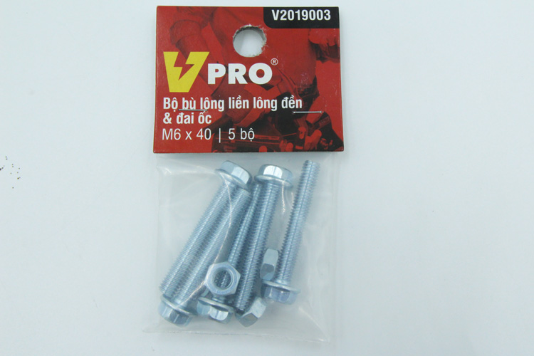 Bộ bù lông liền lông đền và đai ốc M6x40 VPRO V2019003