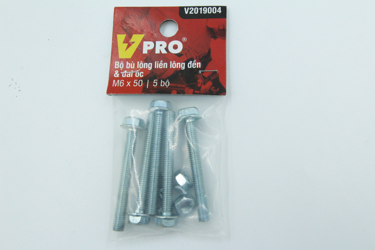 Bộ bù lông liền lông đền và đai ốc M6x50 VPRO V2019004