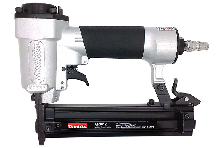 Makita AF301Z straight nail gun with 1.25mm wide nails