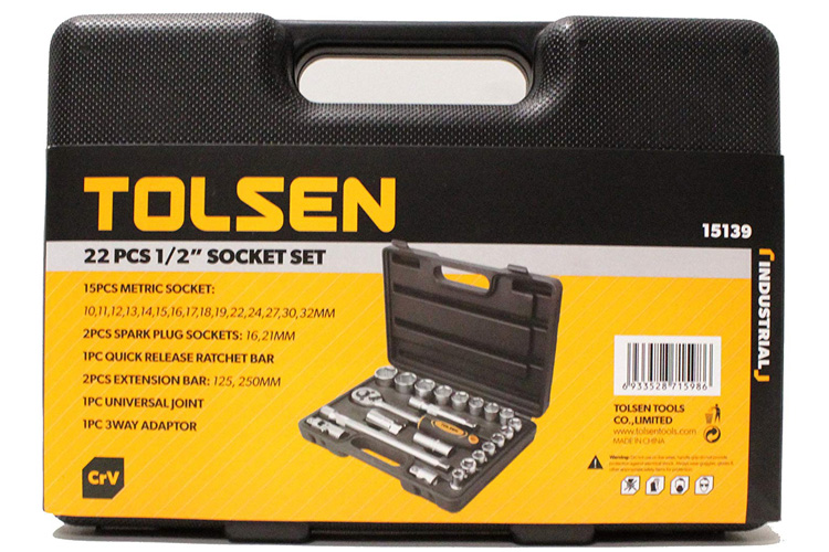 Bộ típ 22 chi tiết 1/2 inch Tolsen 15139
