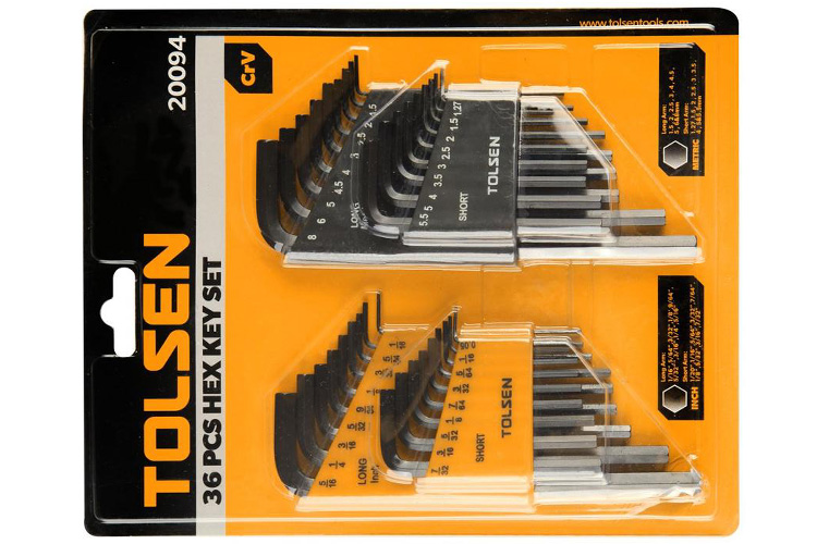 Bộ 36 cây lục giác hệ met inch Tolsen 20094