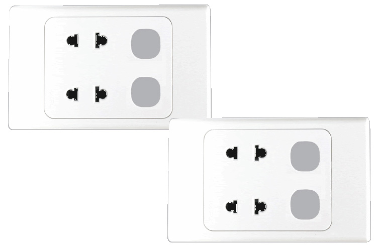 Ổ cắm đôi 2 chấu, 2 lỗ 16A MPE A20US2XXN