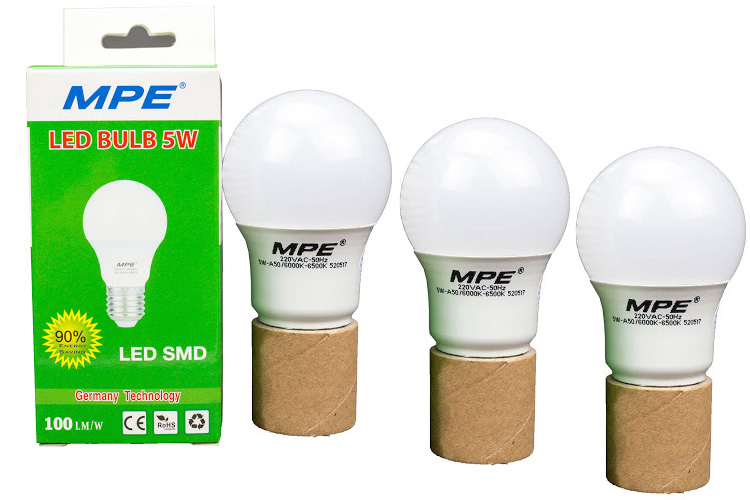 Đèn Led Bulb 5W góc chiếu 230° MPE LBS-5T ánh sáng trắng