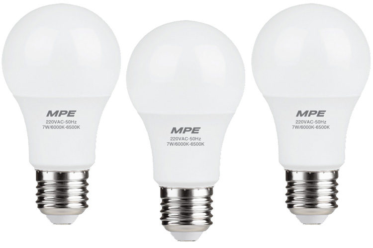 Đèn Led Bulb 7W đui E27 MPE LBD-7V ánh sáng vàng