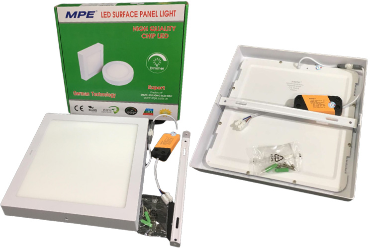 Đèn Led Panel vuông nổi 18W MPE SSPL-18V ánh sáng vàng