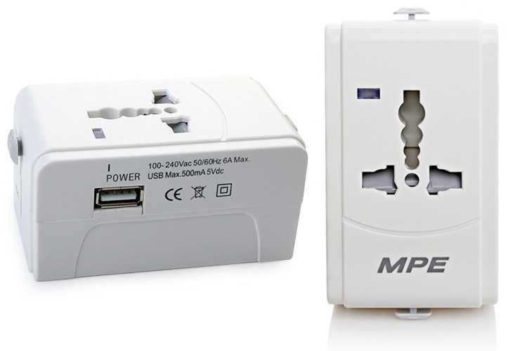 Ổ cắm du lịch tích hợp cổng USB MPE TA2