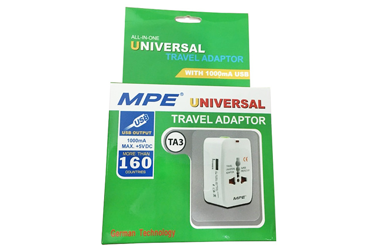 Ổ cắm du lịch tích hợp cổng USB MPE TA3