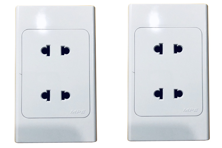 Ổ cắm 2 chấu đế liền 16A MPE A20US2N