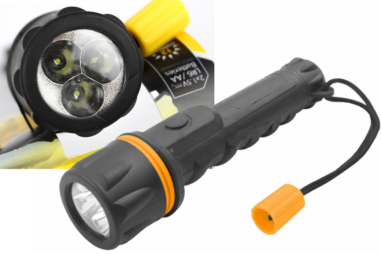 Đèn pin cán bọc nhựa 3 led Tolsen 60020