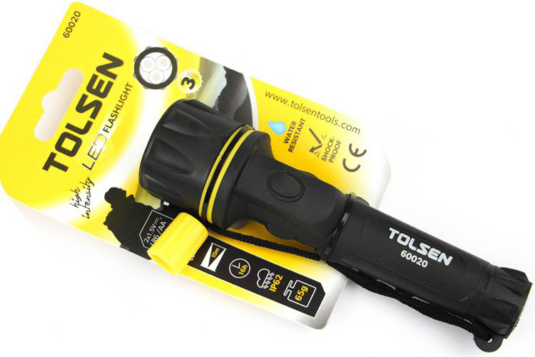 Đèn pin cán bọc nhựa 3 led Tolsen 60020