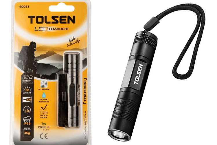 Đèn pin cán nhôm công nghiệp 1W Tolsen 60031