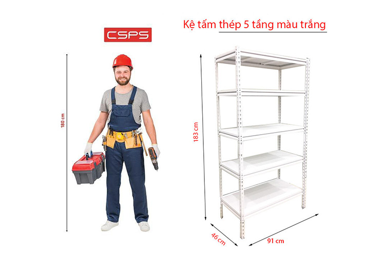 kệ thép trắng 5 tầng 91cm CSPS VNSV091A5BT2
