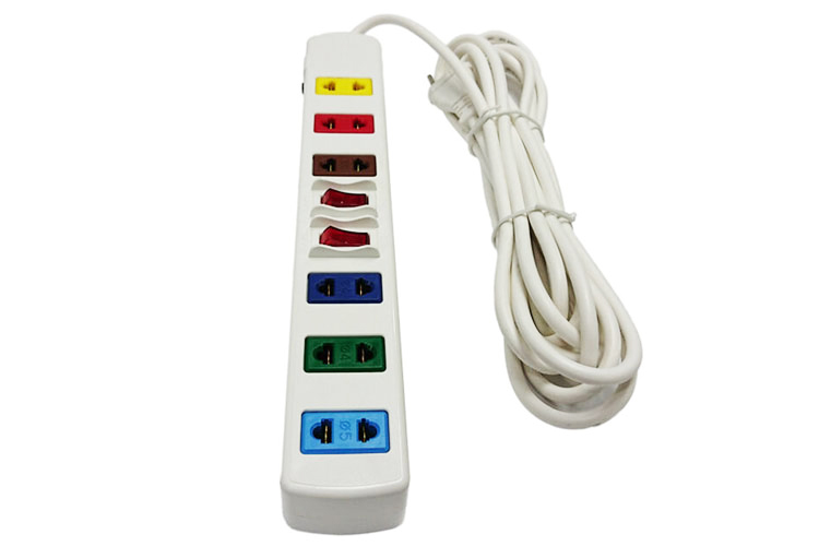 Ổ cắm điện 6 ổ cắm 2 công tắc dây 3m trắng 2200W - 3300W LiOA 6S3W