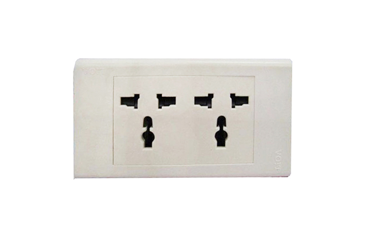 Ổ cắm đôi 3 chấu đa năng viền thẳng LiOA E18S2D