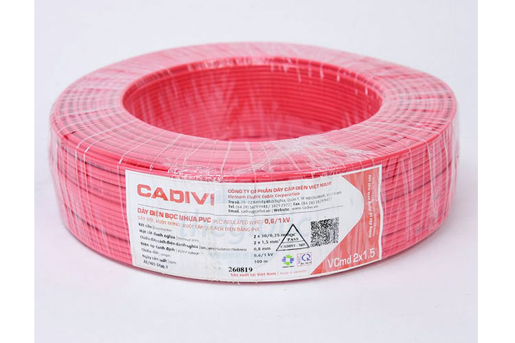 Dây điện đôi mềm 2 lớp bọc CADIVI VCmd 2x1.5