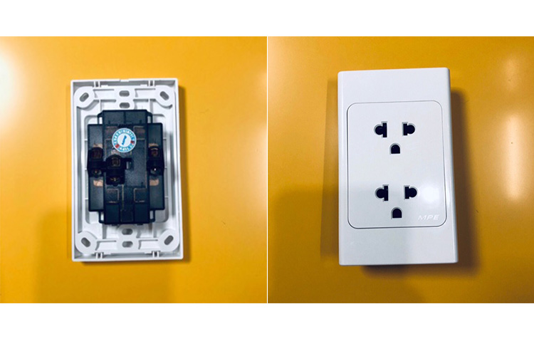 Ổ cắm đôi 3 chấu đế liền 16A MPE A20UES2N  