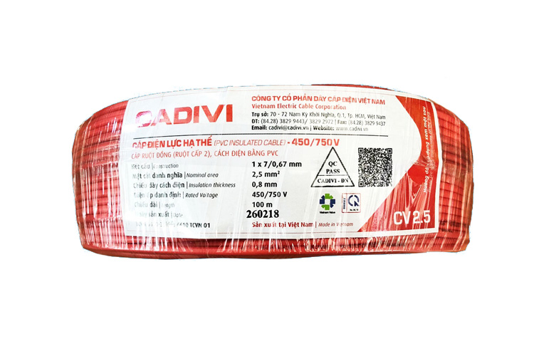 Dây điện đơn mềm 2.5 CADIVI CV 2.5