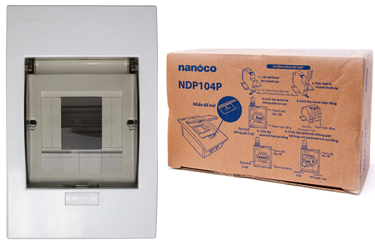 Tủ điện mặt nhựa đế kim loại 2-4 đường NANOCO NDP104P